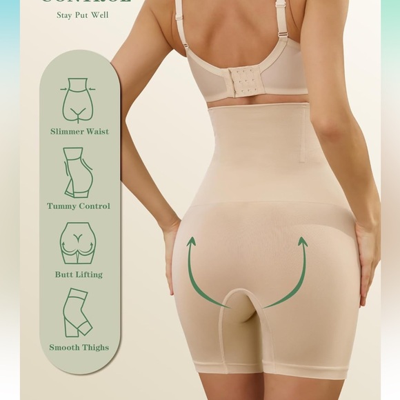High waisted Spanx tummy control shape wear shorts compression butt lift nude - Picture 2 of 5